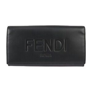 Fendi Continental Wallet Long Wallet 7 M0264 Calf Leather Black Silver Hardware